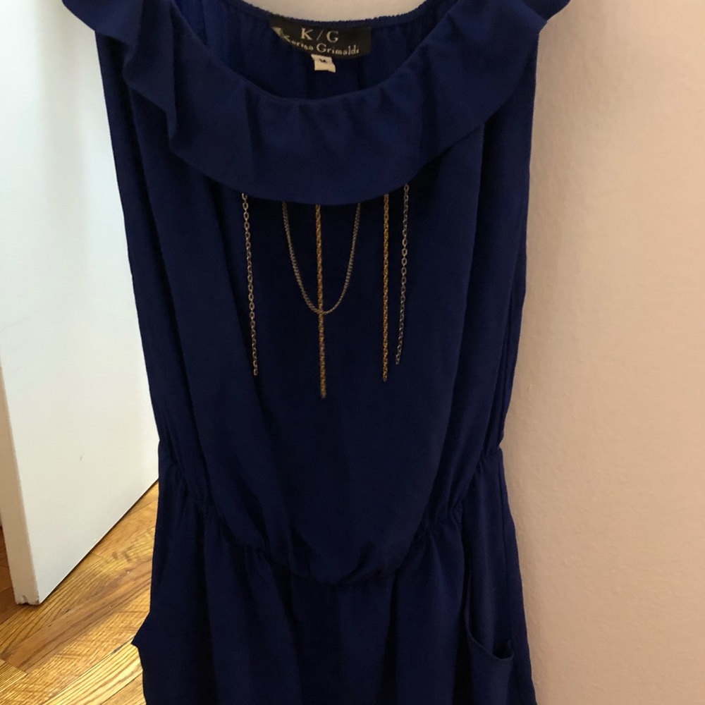 Karina grimbaldi royal blue tube dress with chains